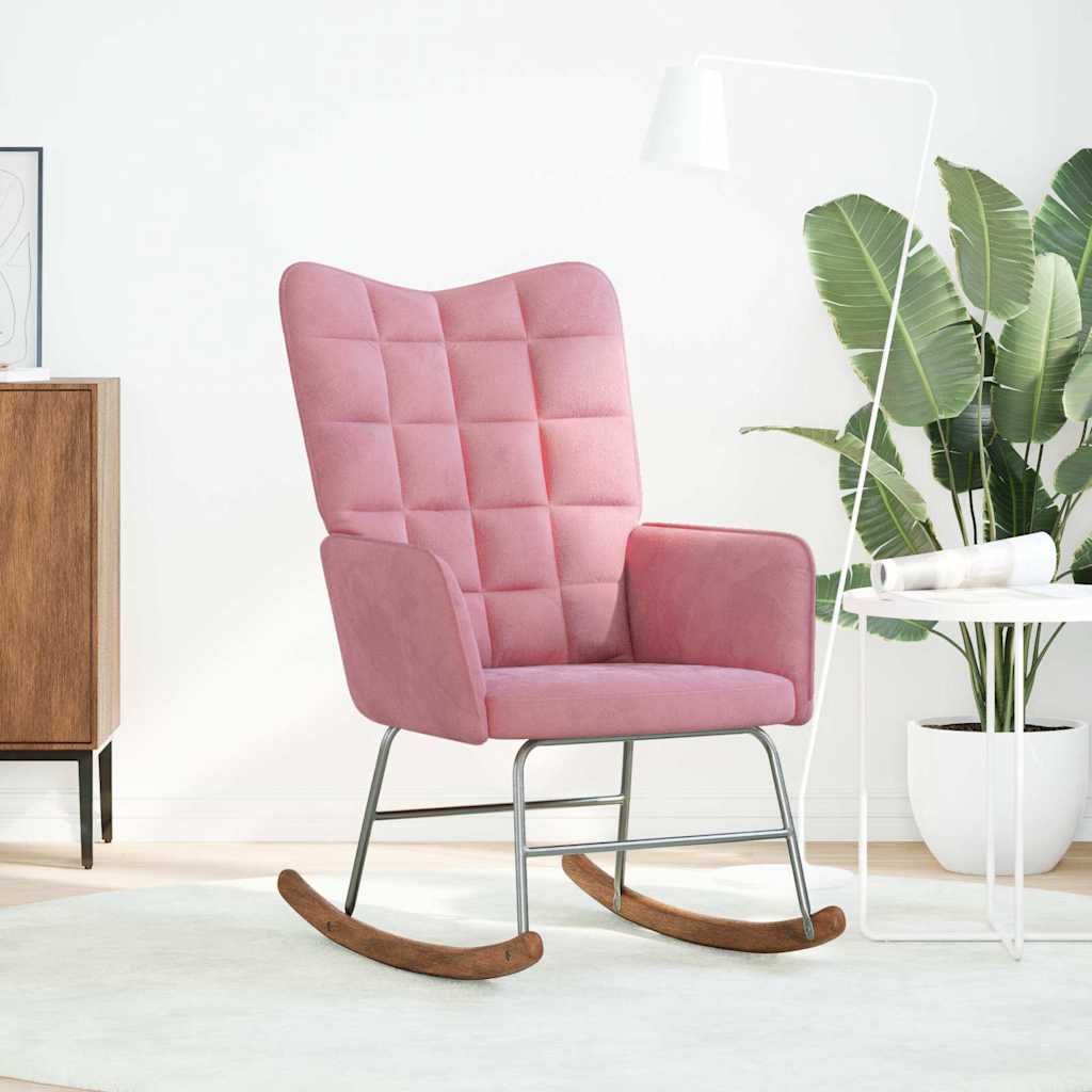 Schommelstoel fluweel roze is nu te koop bij PeponiXL, paradijselijk wonen!