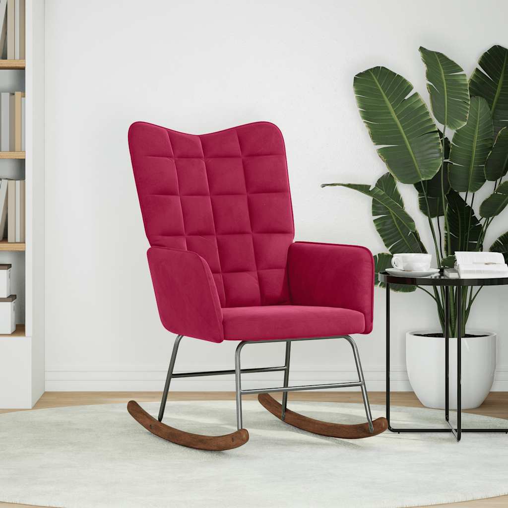 Schommelstoel fluweel wijnrood is nu te koop bij PeponiXL, paradijselijk wonen!