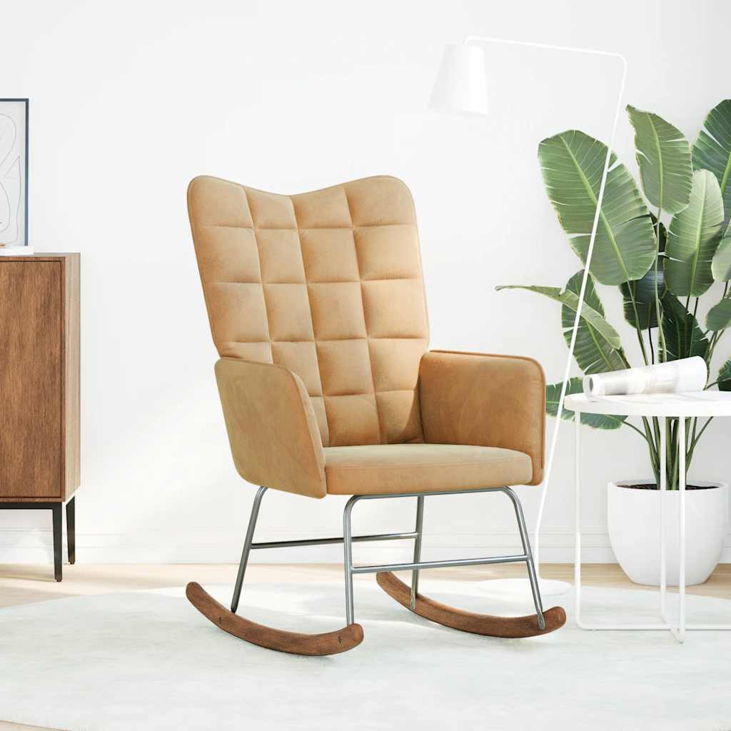 Schommelstoel fluweel bruin is nu te koop bij PeponiXL, paradijselijk wonen!