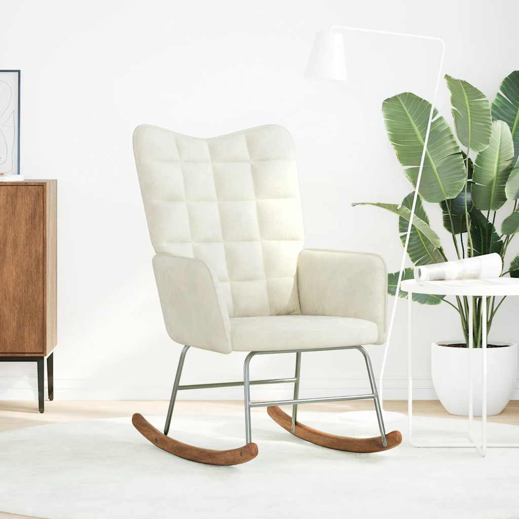 Schommelstoel fluweel crèmekleurig is nu te koop bij PeponiXL, paradijselijk wonen!