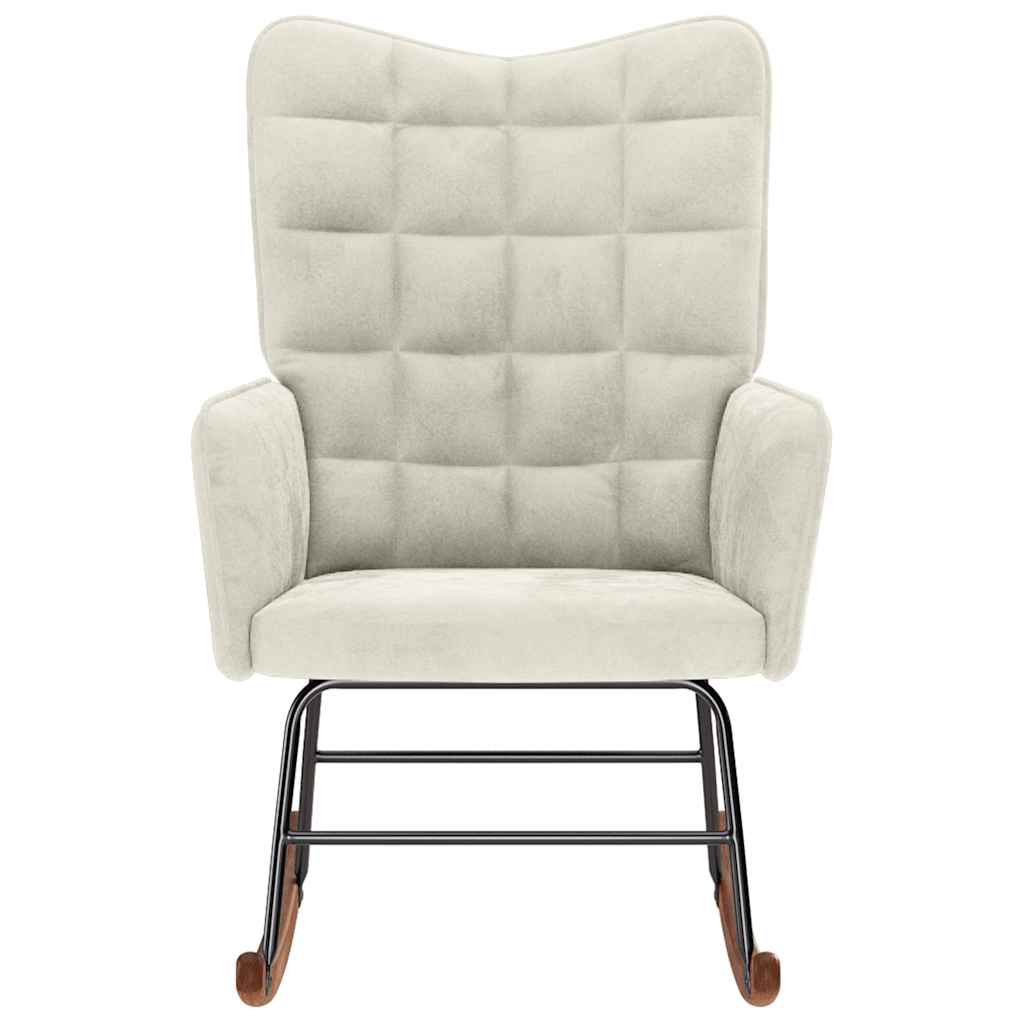 Schommelstoel fluweel crèmekleurig is nu te koop bij PeponiXL, paradijselijk wonen!