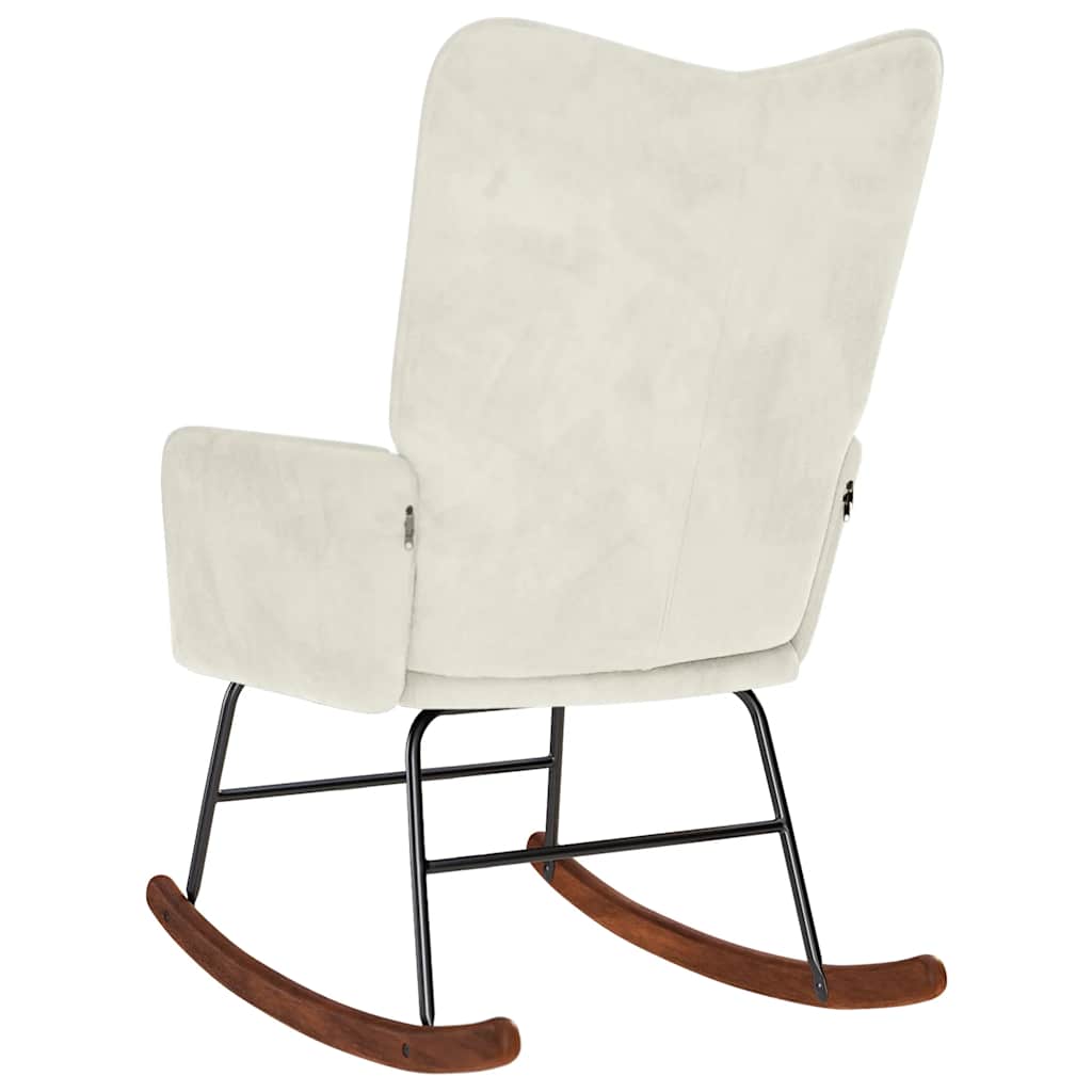Schommelstoel fluweel crèmekleurig is nu te koop bij PeponiXL, paradijselijk wonen!