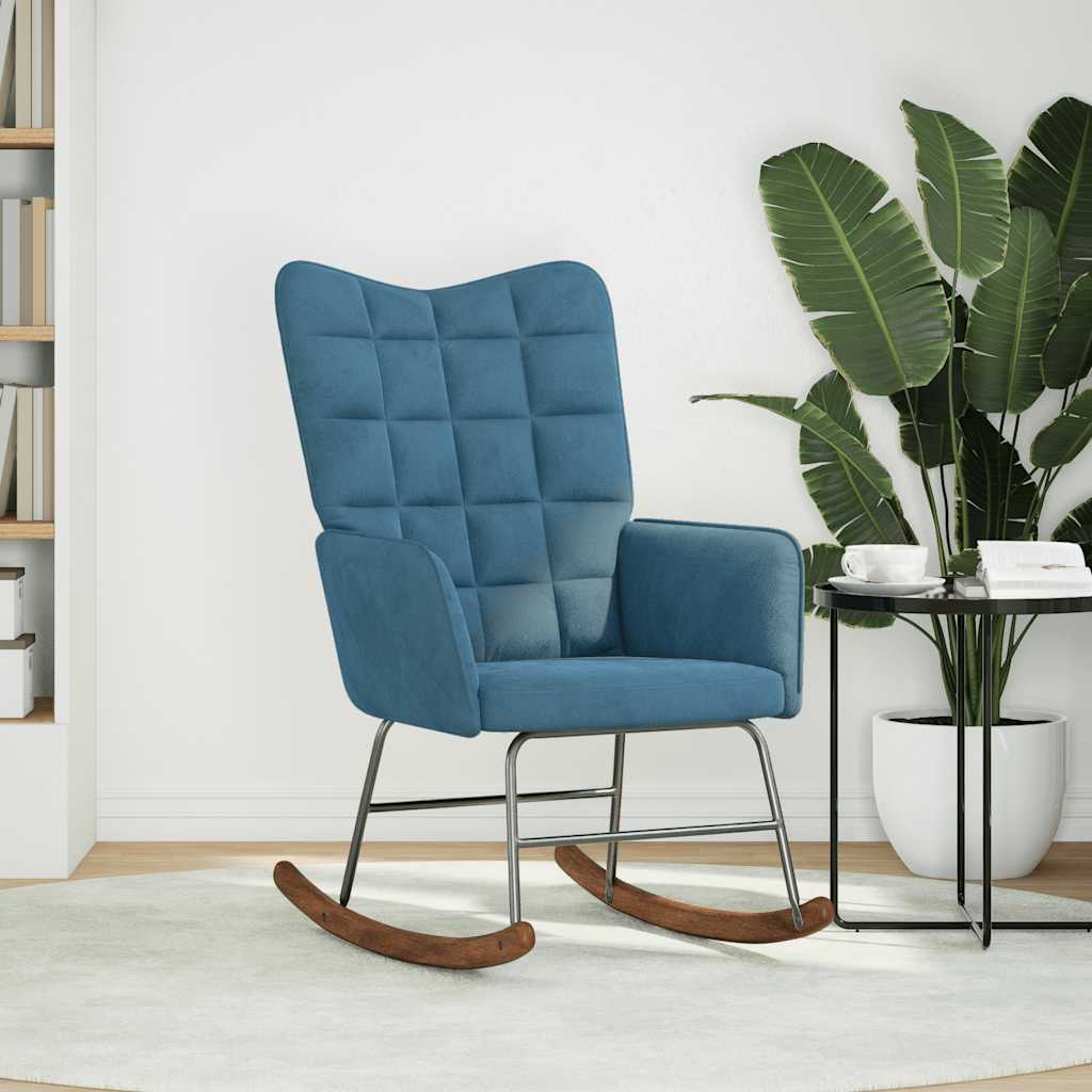 Schommelstoel fluweel blauw is nu te koop bij PeponiXL, paradijselijk wonen!