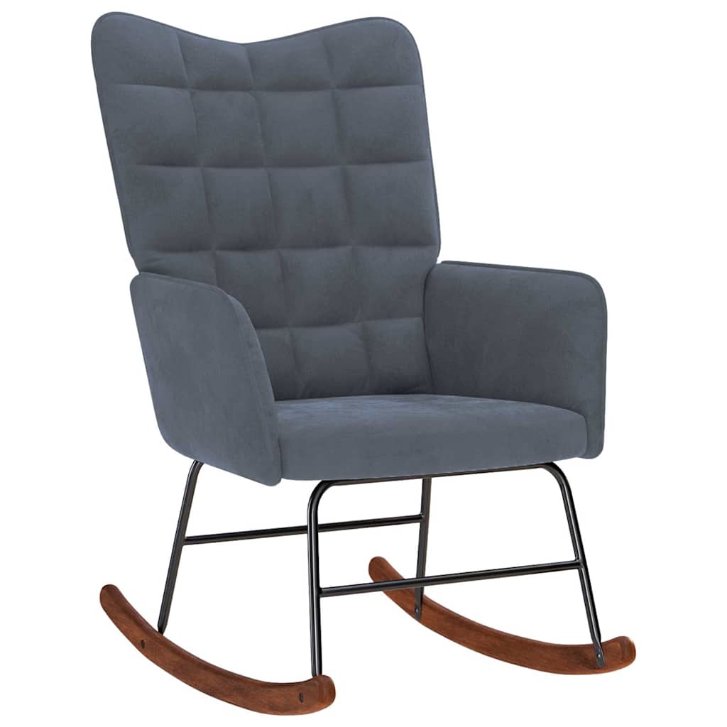 Schommelstoel met kruk donkergrijs fluweel is nu te koop bij PeponiXL, paradijselijk wonen!