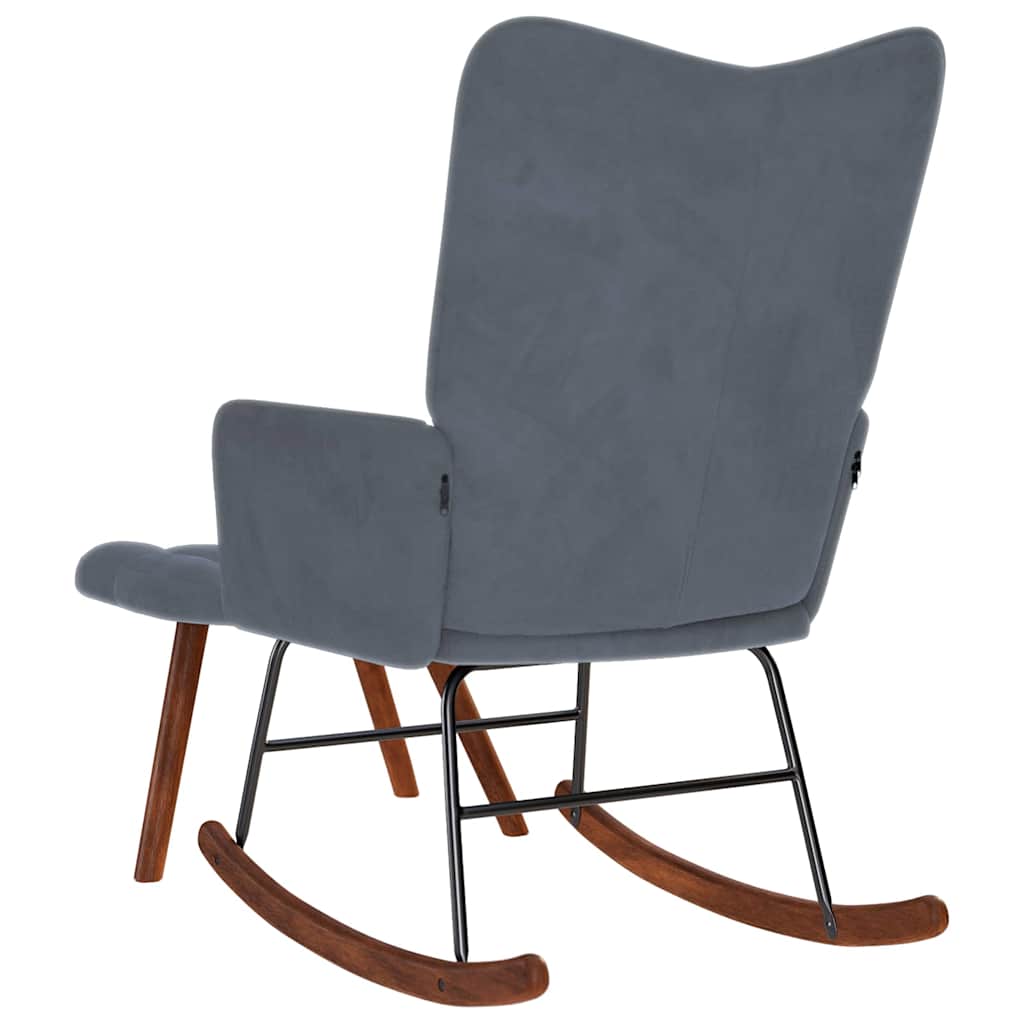 Schommelstoel met kruk donkergrijs fluweel is nu te koop bij PeponiXL, paradijselijk wonen!