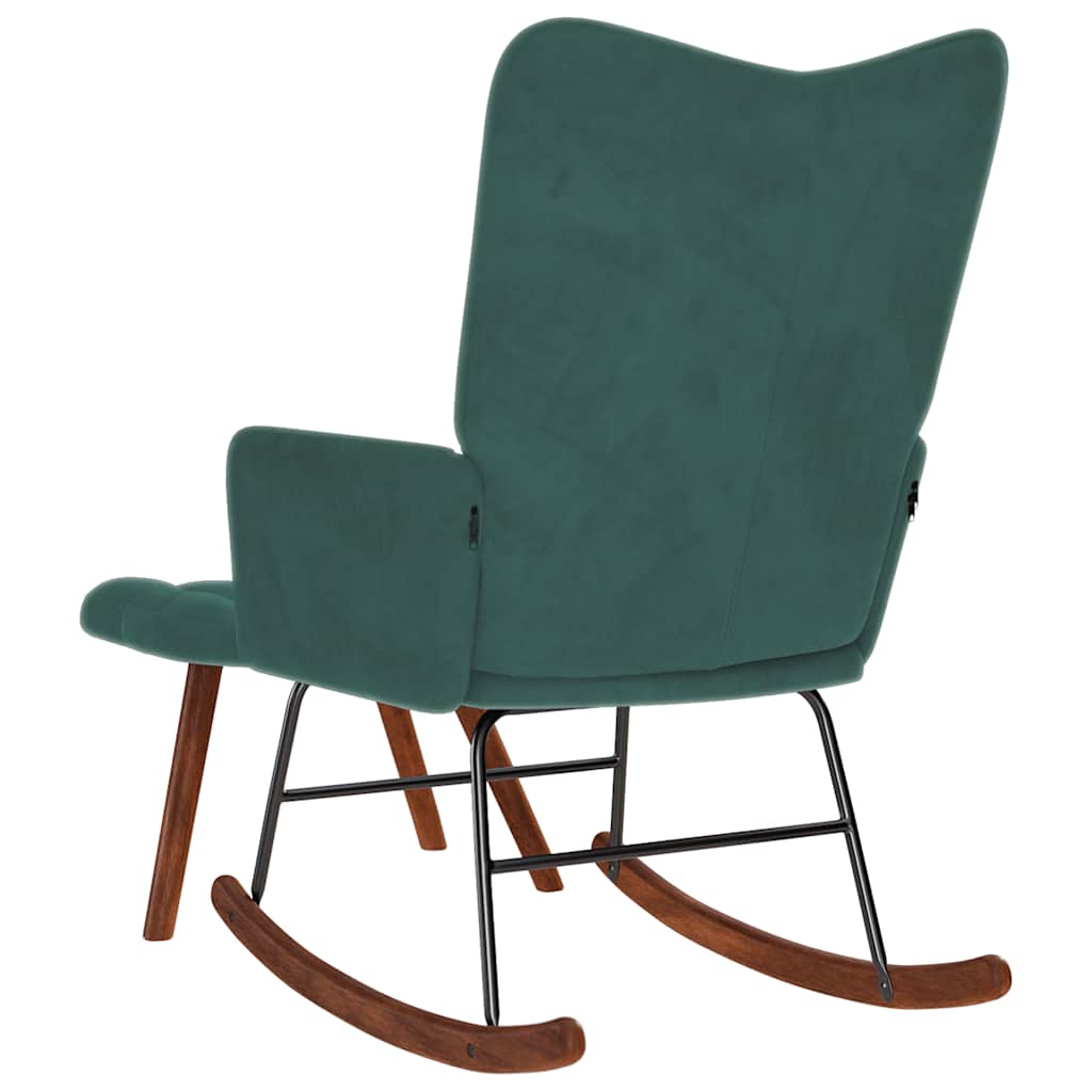 Schommelstoel met kruk donkergroen fluweel is nu te koop bij PeponiXL, paradijselijk wonen!