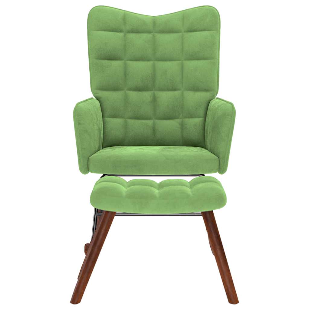 Schommelstoel met krukje fluweel lichtgroen is nu te koop bij PeponiXL, paradijselijk wonen!