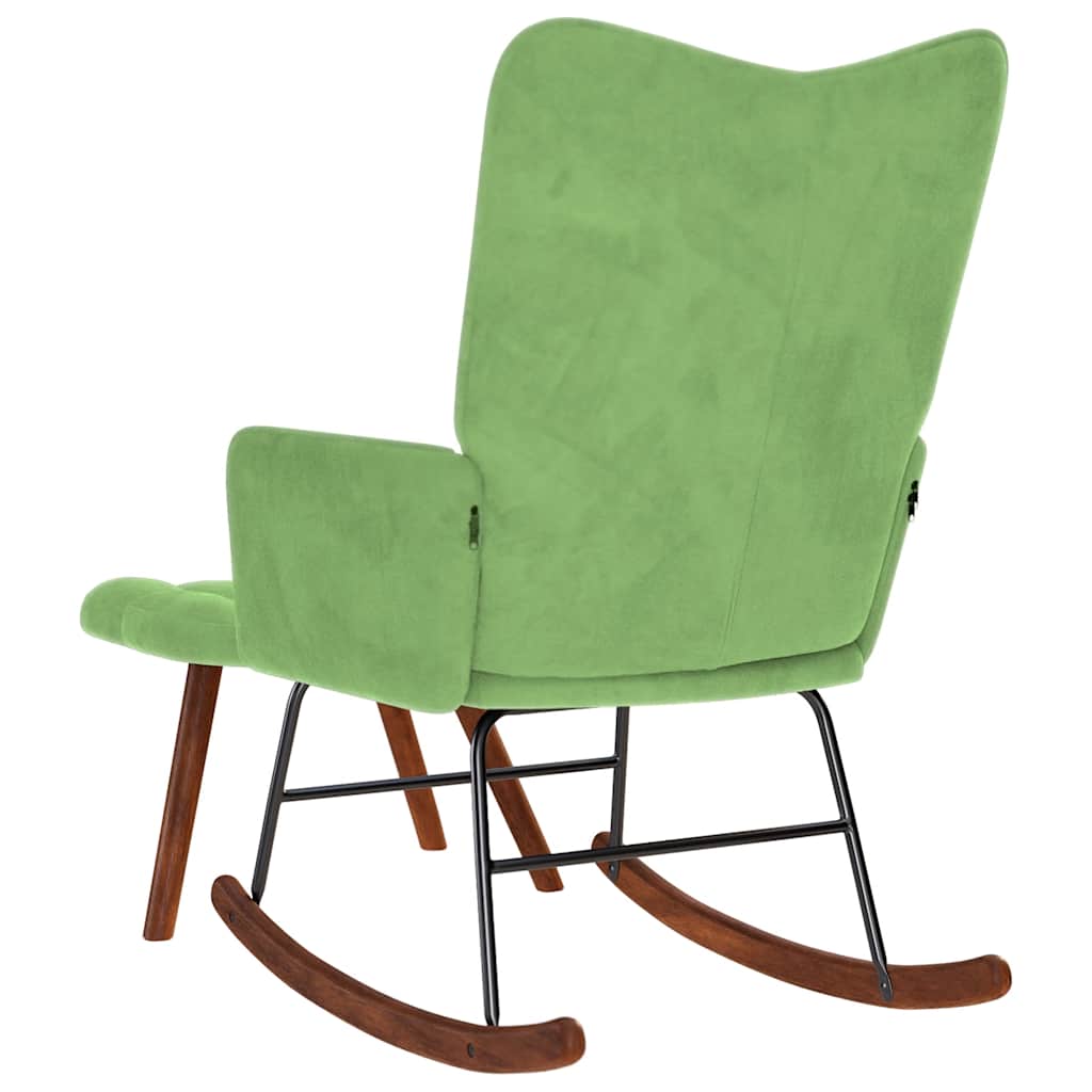 Schommelstoel met krukje fluweel lichtgroen is nu te koop bij PeponiXL, paradijselijk wonen!