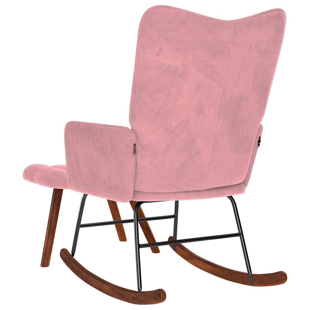Schommelstoel met krukje fluweel roze is nu te koop bij PeponiXL, paradijselijk wonen!