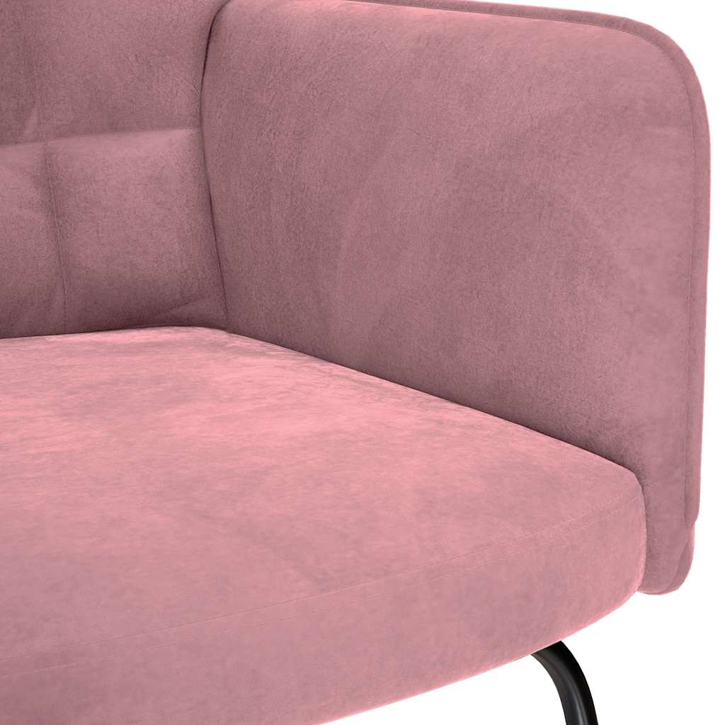 Schommelstoel met krukje fluweel roze is nu te koop bij PeponiXL, paradijselijk wonen!