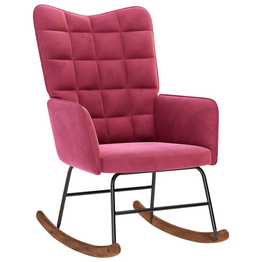 Schommelstoel met krukje fluweel wijnrood is nu te koop bij PeponiXL, paradijselijk wonen!