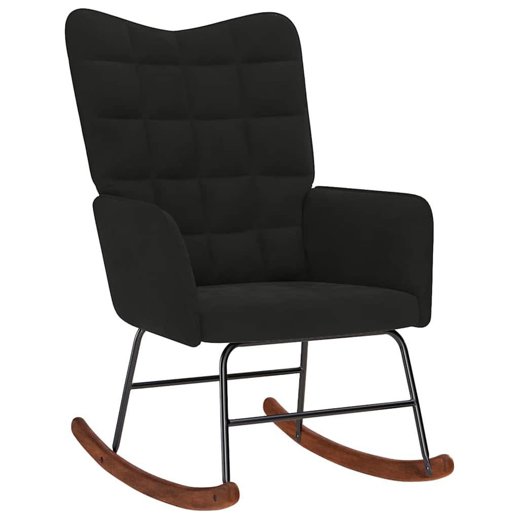 Schommelstoel met kruk zwart fluweel is nu te koop bij PeponiXL, paradijselijk wonen!
