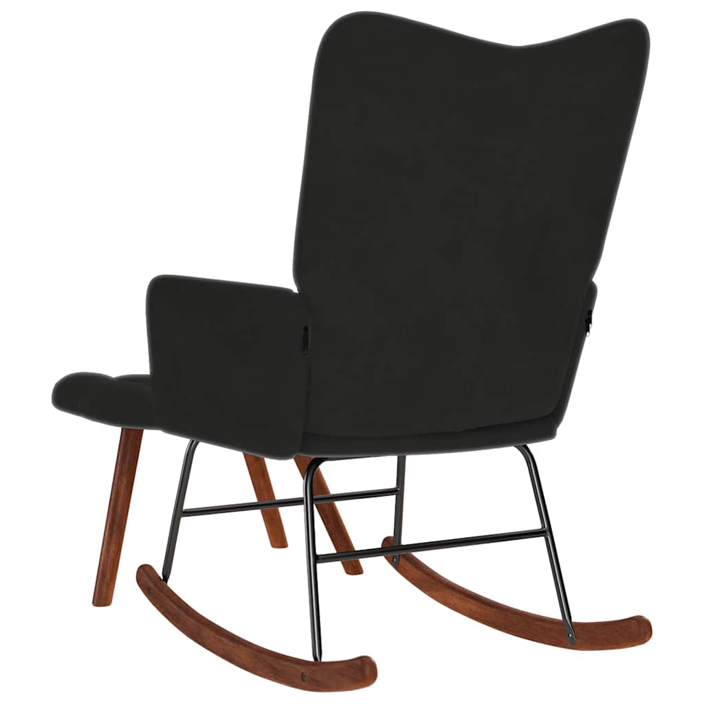 Schommelstoel met kruk zwart fluweel is nu te koop bij PeponiXL, paradijselijk wonen!