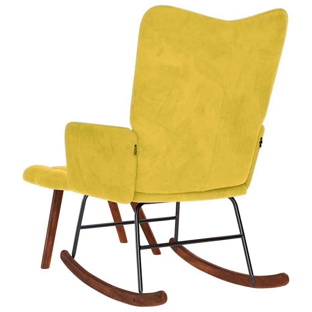 Schommelstoel met krukje geel fluweel is nu te koop bij PeponiXL, paradijselijk wonen!