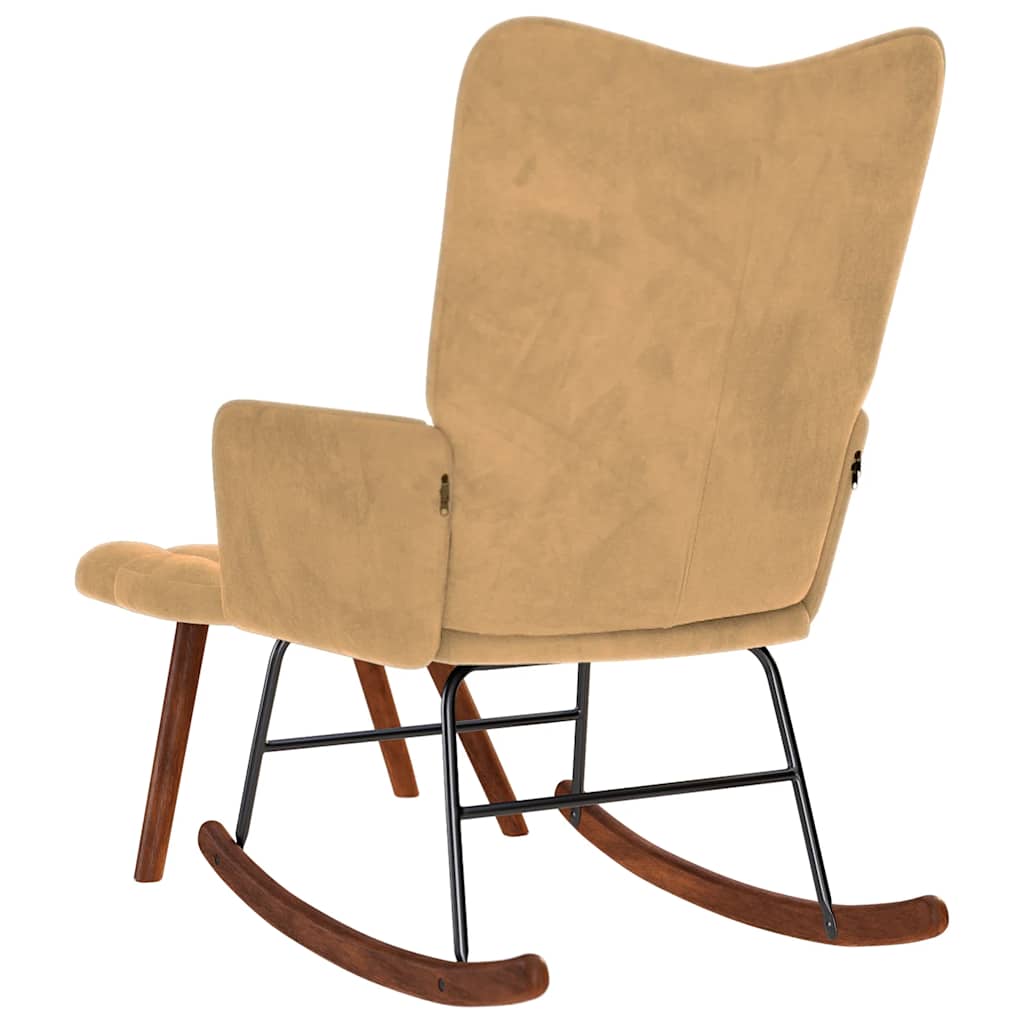 Schommelstoel met krukje fluweel bruin is nu te koop bij PeponiXL, paradijselijk wonen!