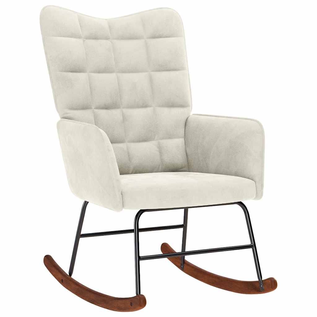 Schommelstoel met kruk crèmekleurig fluweel is nu te koop bij PeponiXL, paradijselijk wonen!