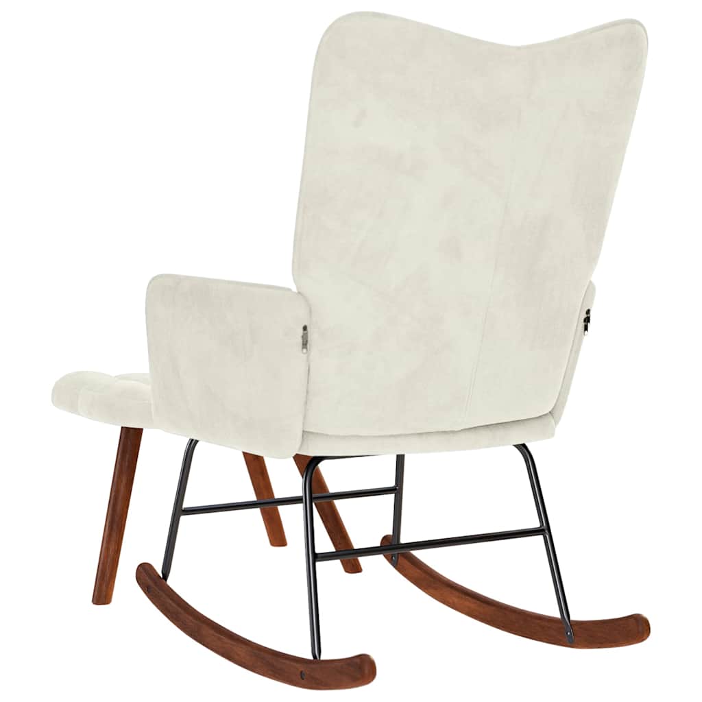 Schommelstoel met kruk crèmekleurig fluweel is nu te koop bij PeponiXL, paradijselijk wonen!