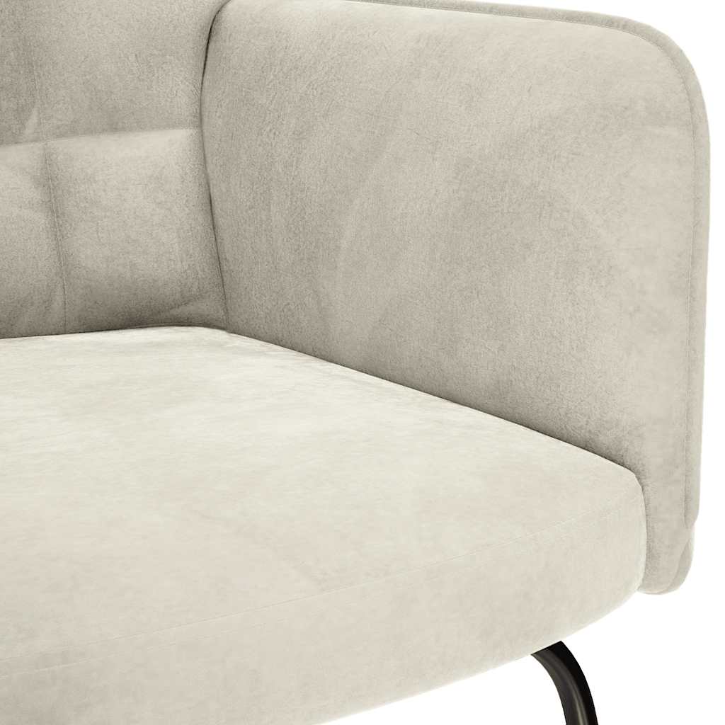 Schommelstoel met kruk crèmekleurig fluweel is nu te koop bij PeponiXL, paradijselijk wonen!