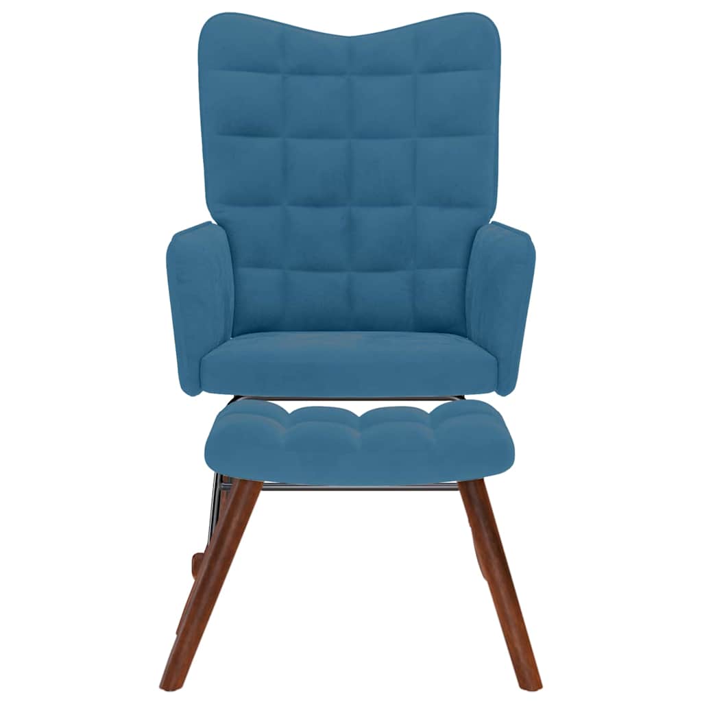 Schommelstoel met krukje fluweel blauw is nu te koop bij PeponiXL, paradijselijk wonen!