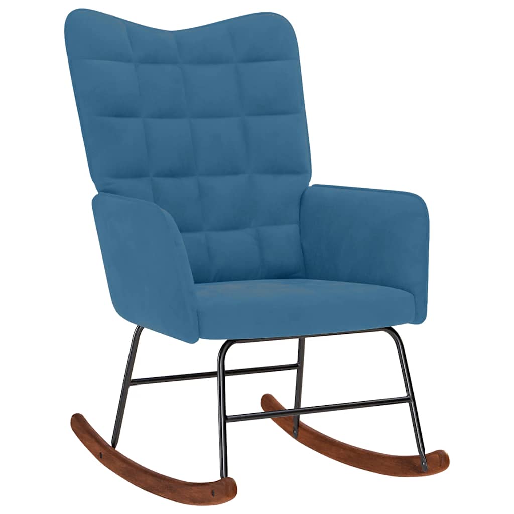 Schommelstoel met krukje fluweel blauw is nu te koop bij PeponiXL, paradijselijk wonen!