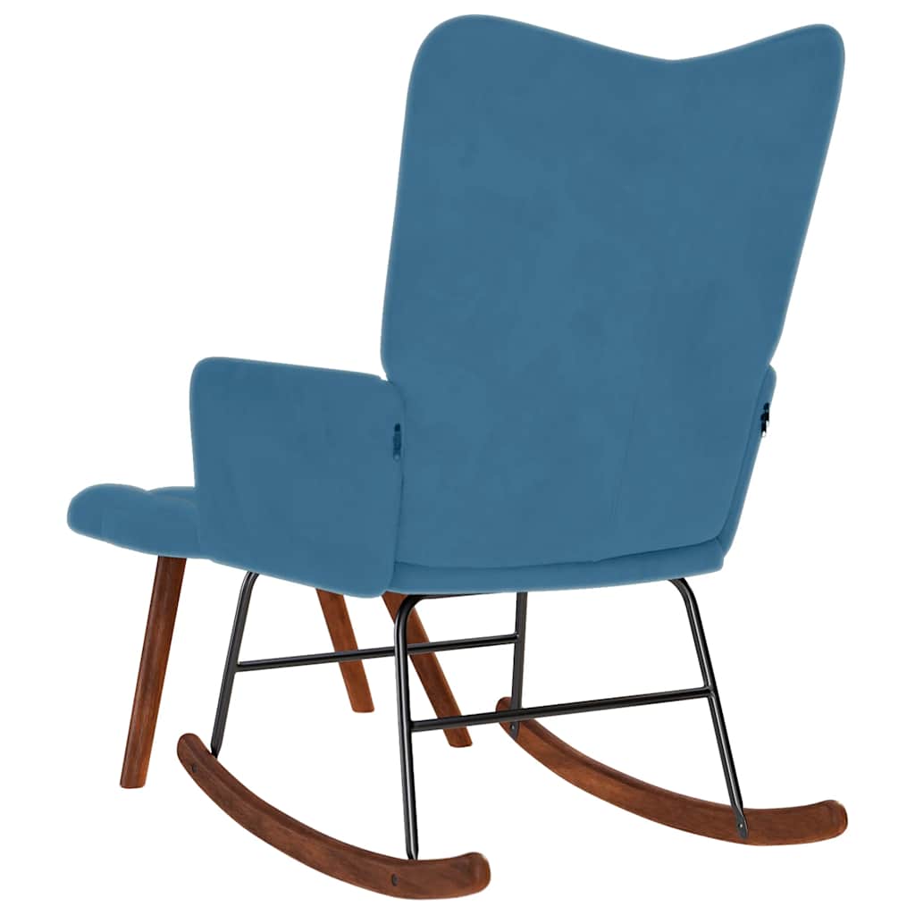 Schommelstoel met krukje fluweel blauw is nu te koop bij PeponiXL, paradijselijk wonen!