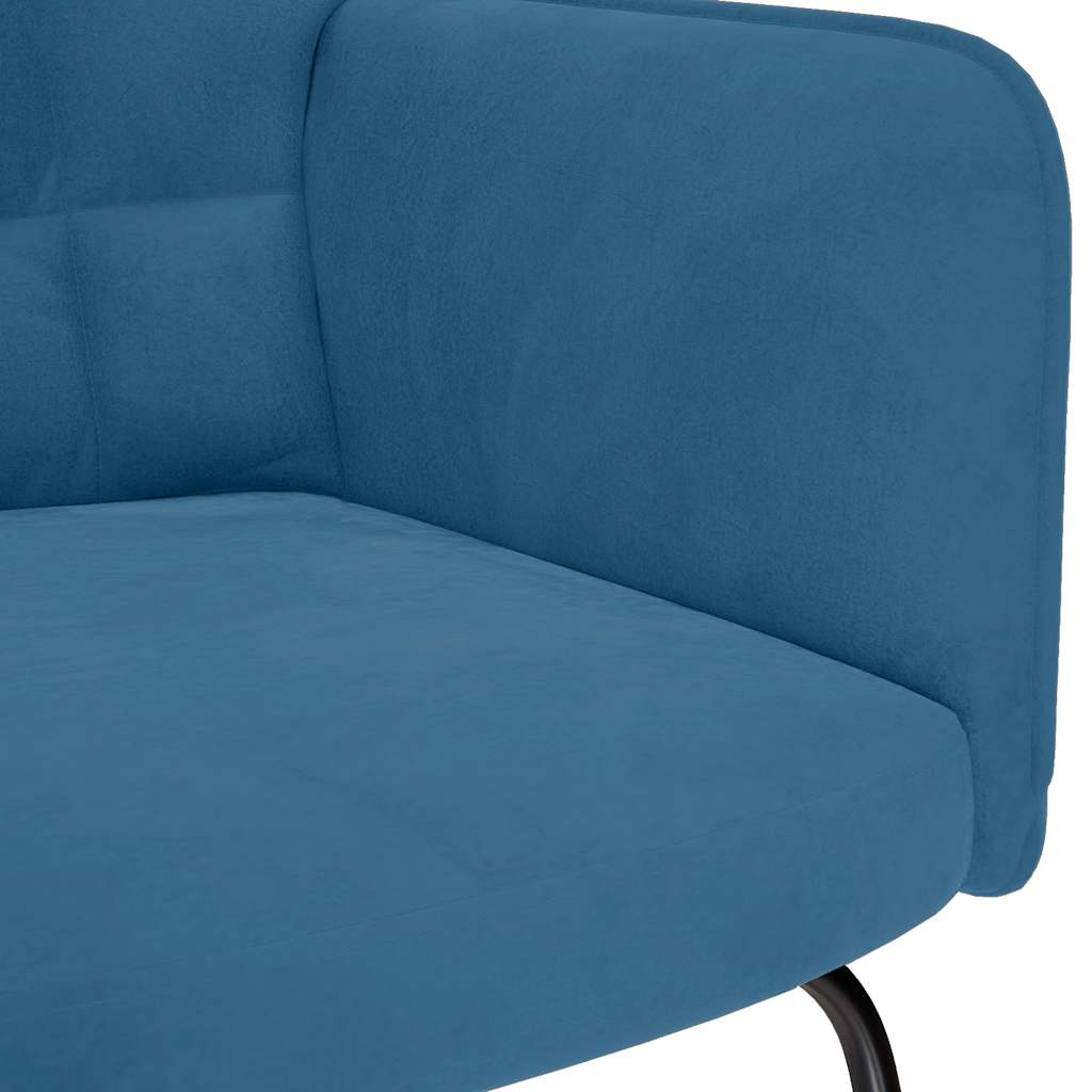 Schommelstoel met krukje fluweel blauw is nu te koop bij PeponiXL, paradijselijk wonen!