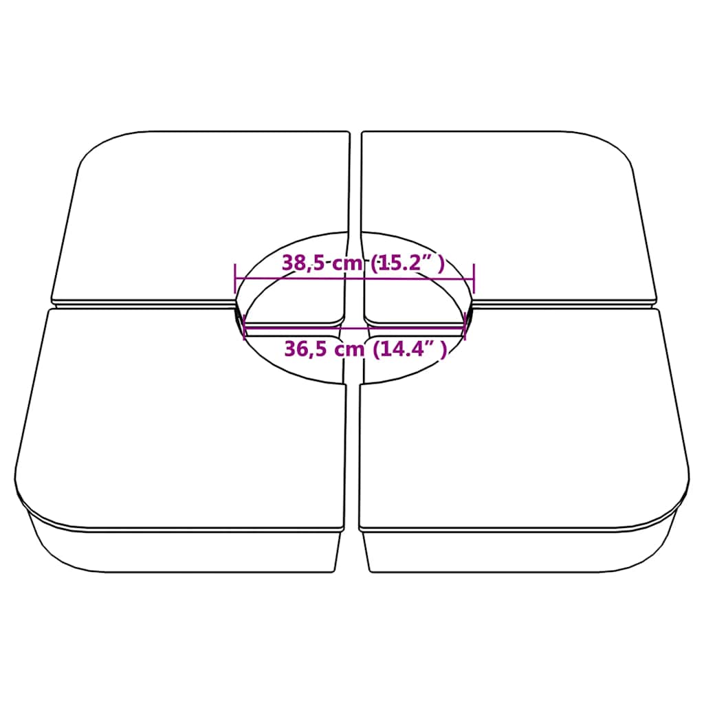 4-delige Set parasolvoeten voor kruisvoet parasol 100 kg PP is nu te koop bij PeponiXL, paradijselijk wonen!