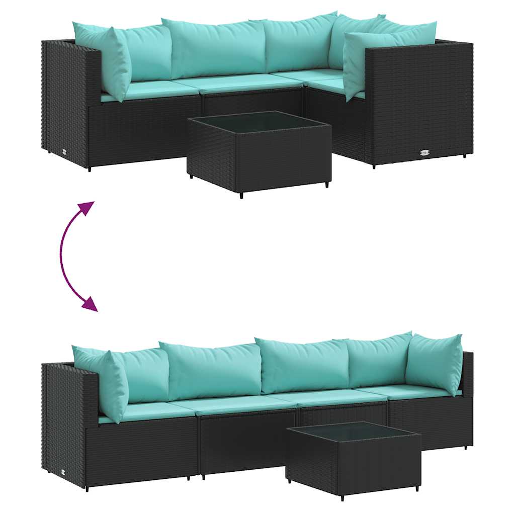 5-delige Loungeset met kussens poly rattan zwart is nu te koop bij PeponiXL, paradijselijk wonen!