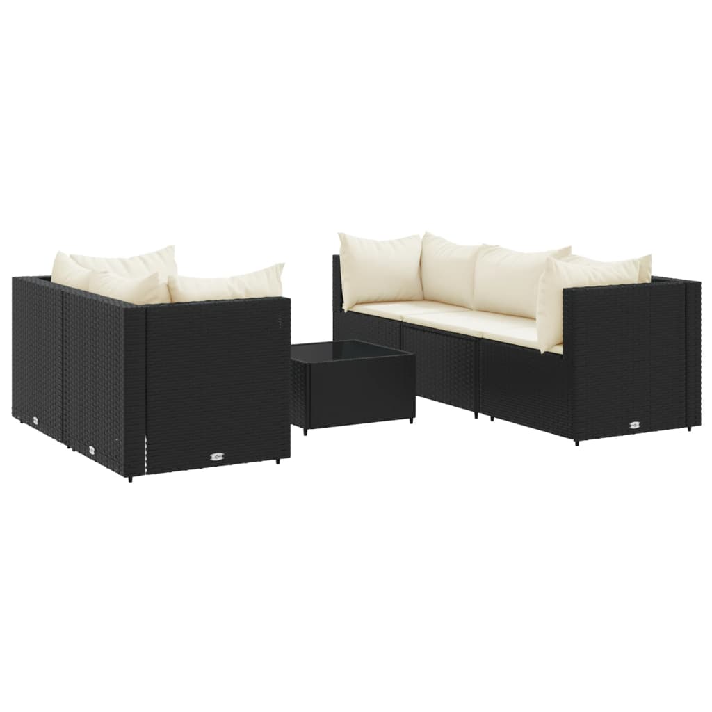 6-delige Loungeset met kussens poly rattan zwart is nu te koop bij PeponiXL, paradijselijk wonen!