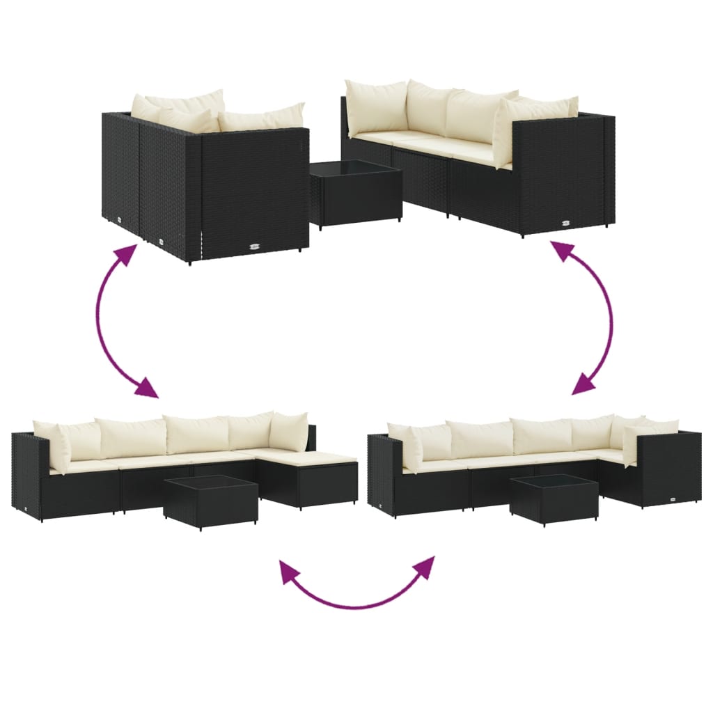 6-delige Loungeset met kussens poly rattan zwart is nu te koop bij PeponiXL, paradijselijk wonen!