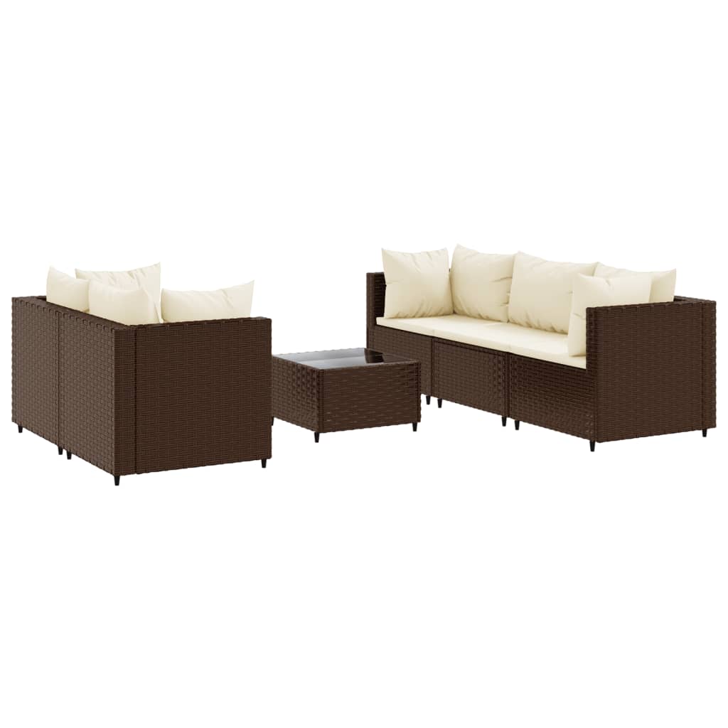 6-delige Loungeset met kussens poly rattan bruin is nu te koop bij PeponiXL, paradijselijk wonen!