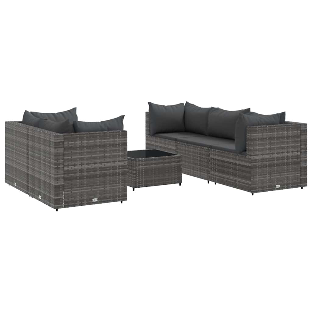 6-delige Loungeset met kussens poly rattan grijs is nu te koop bij PeponiXL, paradijselijk wonen!