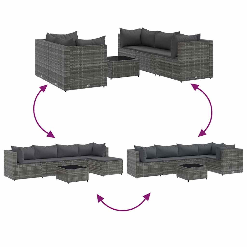 6-delige Loungeset met kussens poly rattan grijs is nu te koop bij PeponiXL, paradijselijk wonen!