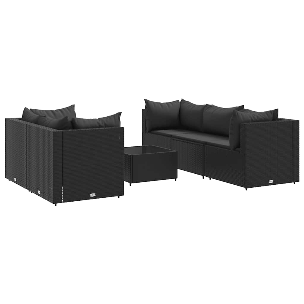 6-delige Loungeset met kussens poly rattan zwart is nu te koop bij PeponiXL, paradijselijk wonen!