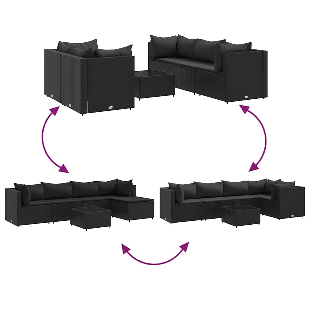 6-delige Loungeset met kussens poly rattan zwart is nu te koop bij PeponiXL, paradijselijk wonen!