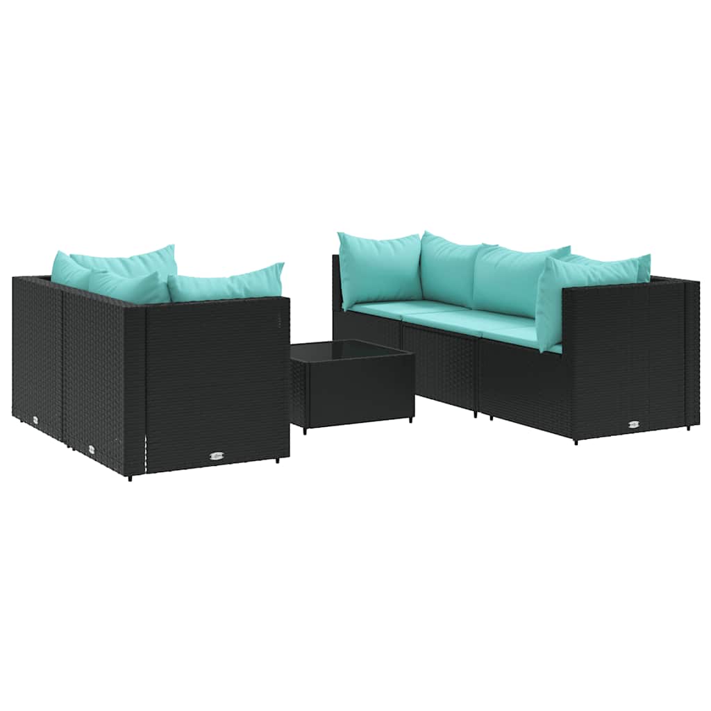 6-delige Loungeset met kussens poly rattan zwart is nu te koop bij PeponiXL, paradijselijk wonen!