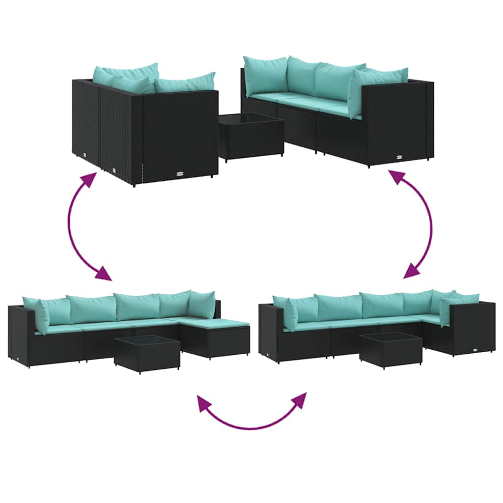 6-delige Loungeset met kussens poly rattan zwart is nu te koop bij PeponiXL, paradijselijk wonen!