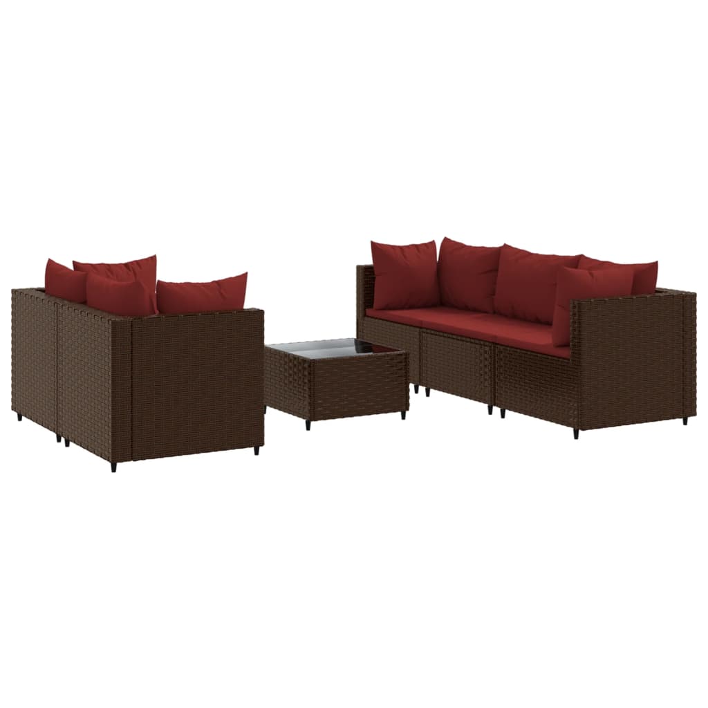 6-delige Loungeset met kussens poly rattan bruin is nu te koop bij PeponiXL, paradijselijk wonen!