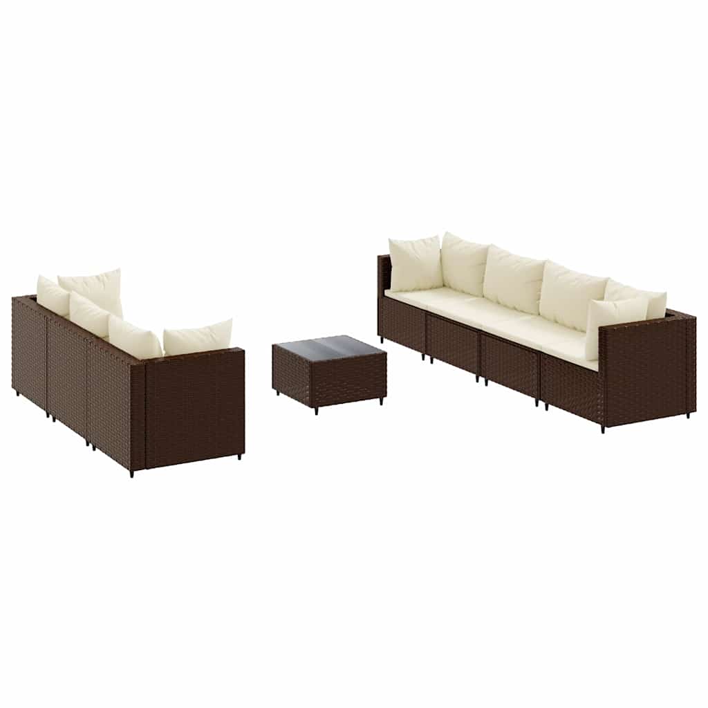 8-delige Loungeset met kussens poly rattan bruin is nu te koop bij PeponiXL, paradijselijk wonen!