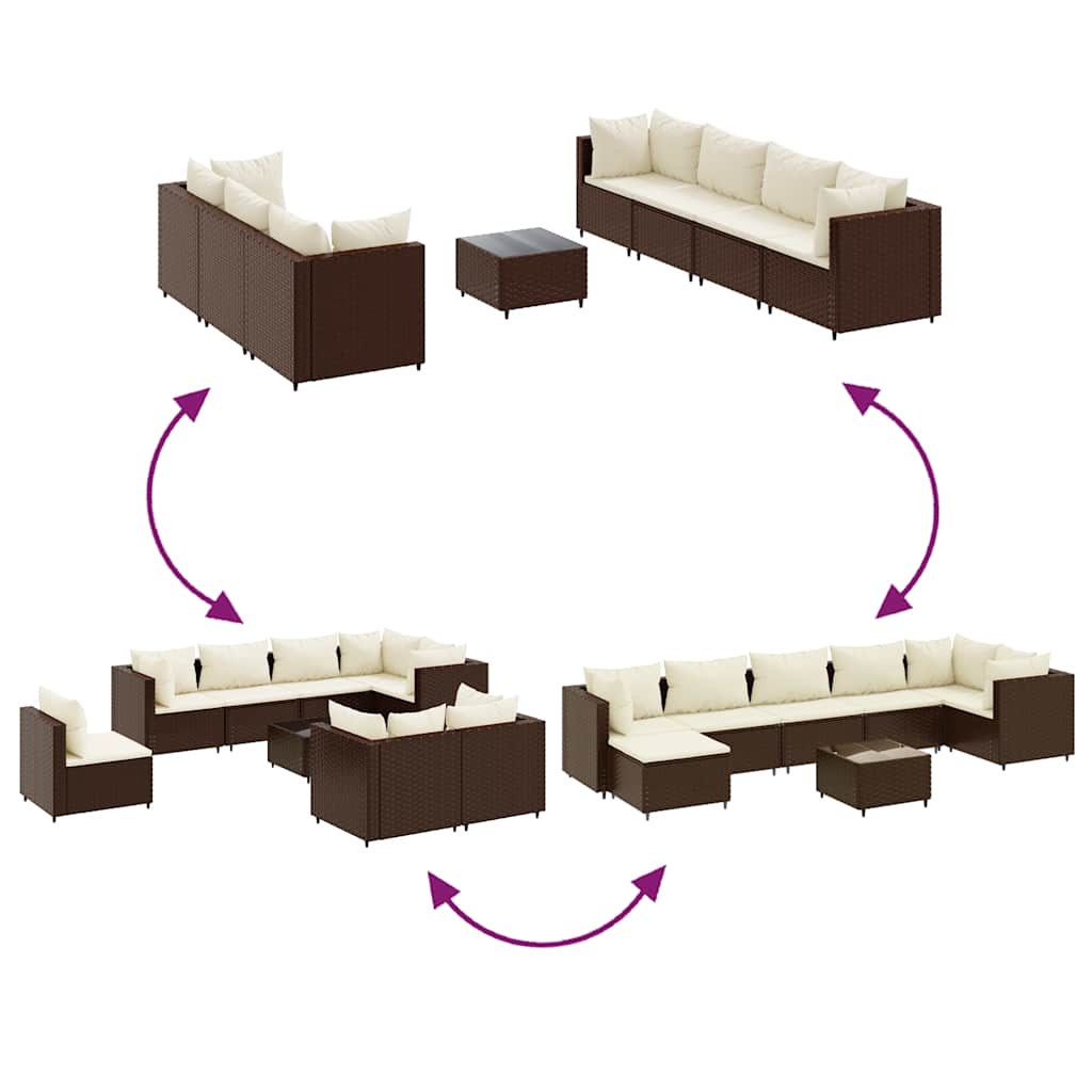 8-delige Loungeset met kussens poly rattan bruin is nu te koop bij PeponiXL, paradijselijk wonen!