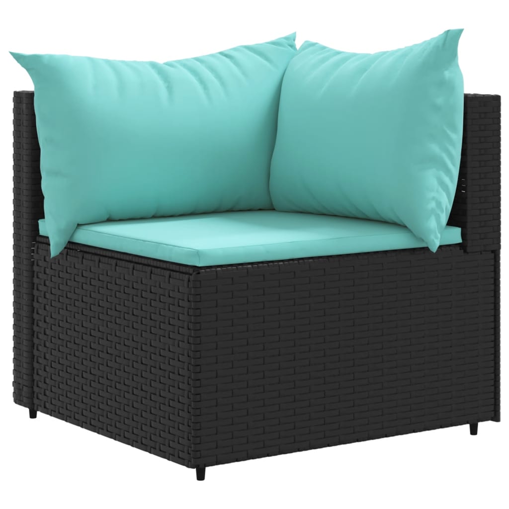 8-delige Loungeset met kussens poly rattan zwart is nu te koop bij PeponiXL, paradijselijk wonen!