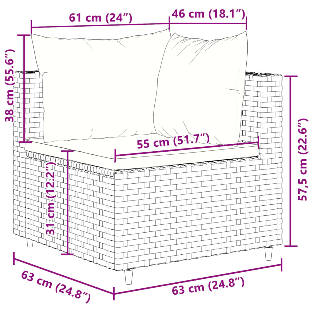8-delige Loungeset met kussens poly rattan zwart is nu te koop bij PeponiXL, paradijselijk wonen!