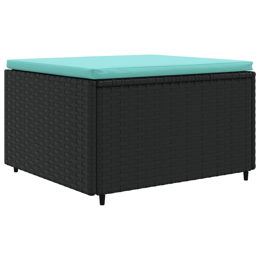 6-delige Loungeset met kussens poly rattan zwart