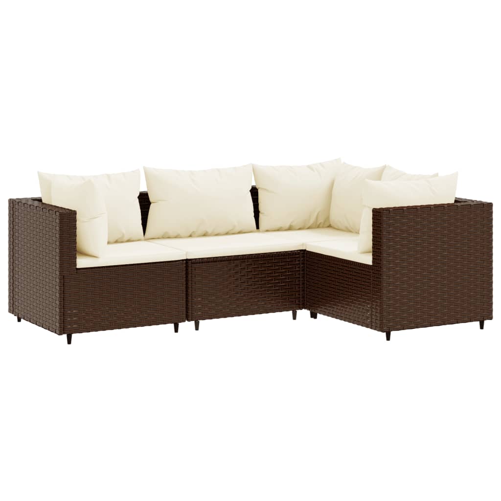 4-delige Loungeset met kussens poly rattan bruin is nu te koop bij PeponiXL, paradijselijk wonen!