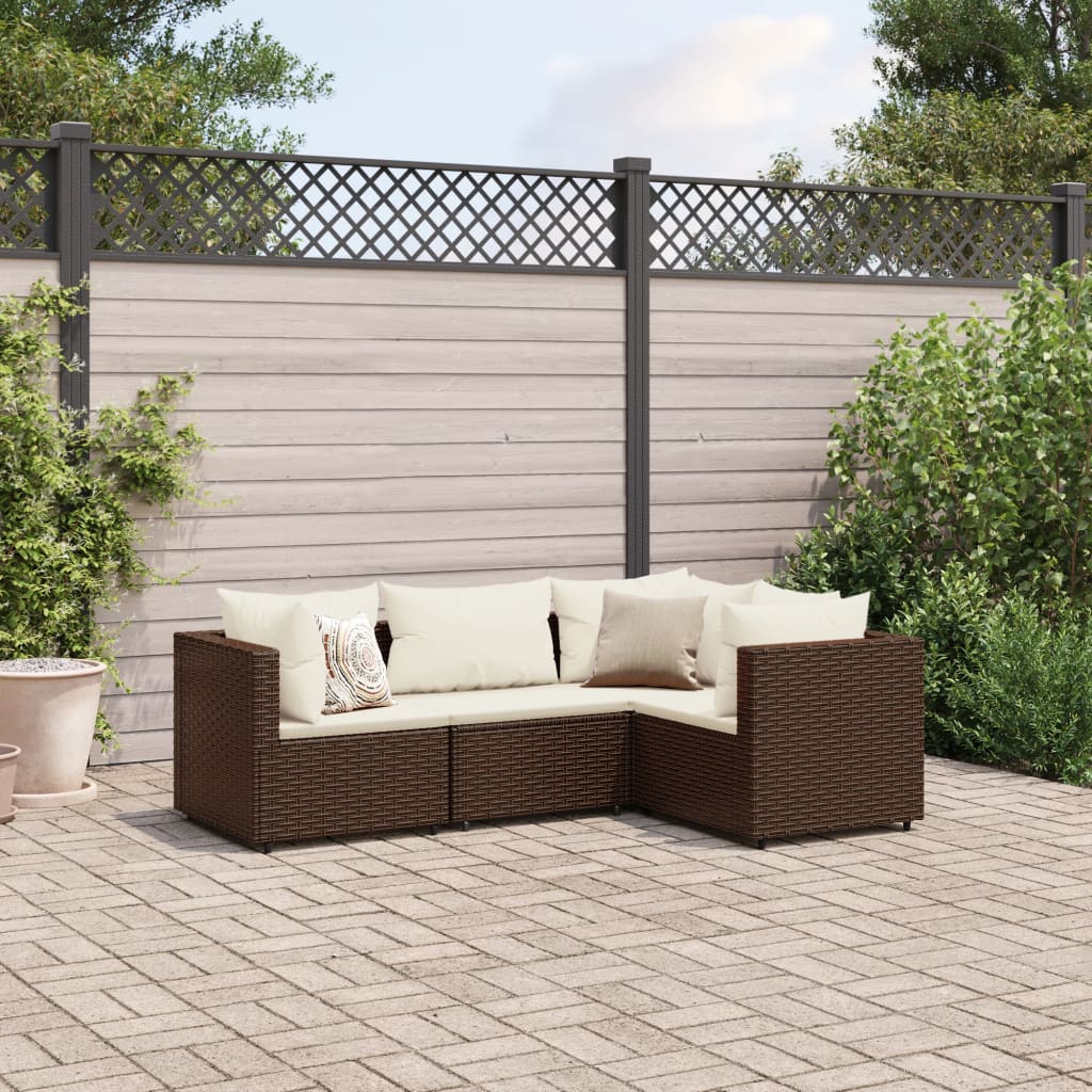 4-delige Loungeset met kussens poly rattan bruin is nu te koop bij PeponiXL, paradijselijk wonen!