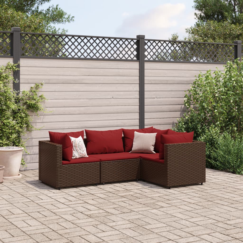 4-delige Loungeset met kussens poly rattan bruin is nu te koop bij PeponiXL, paradijselijk wonen!