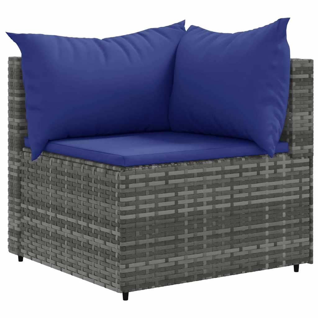 4-delige Loungeset met kussens poly rattan grijs