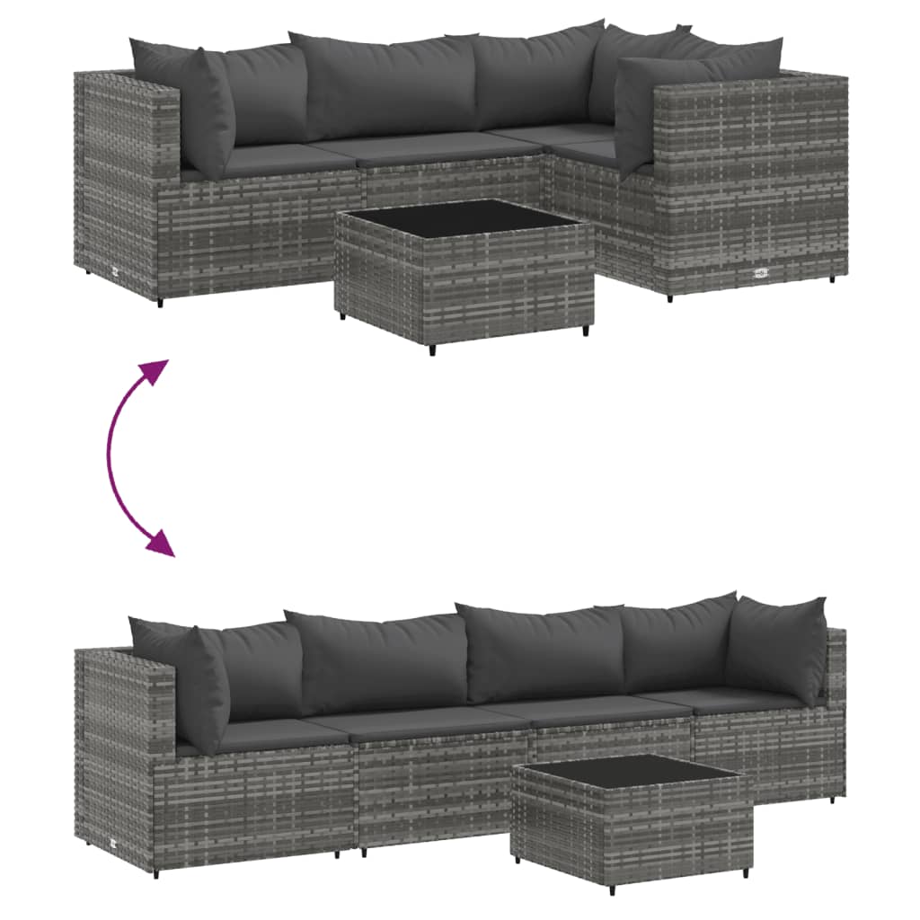 5-delige Loungeset met kussens poly rattan grijs is nu te koop bij PeponiXL, paradijselijk wonen!