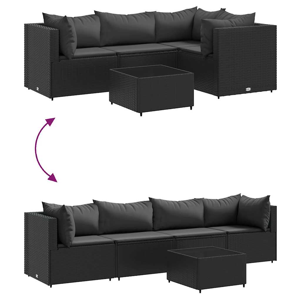 5-delige Loungeset met kussens poly rattan zwart is nu te koop bij PeponiXL, paradijselijk wonen!