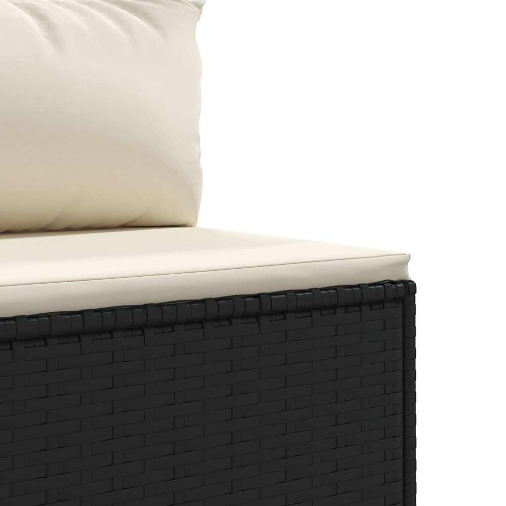 5-delige Loungeset met kussens poly rattan zwart